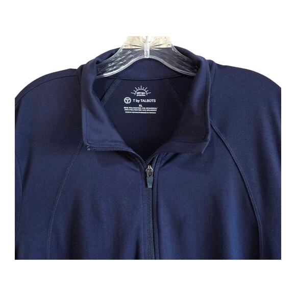 T by TALBOTS Women XL Athletic Jacket Full Zip Navy Yellow UPF50 Activewear 44" - Picture 5 of 9